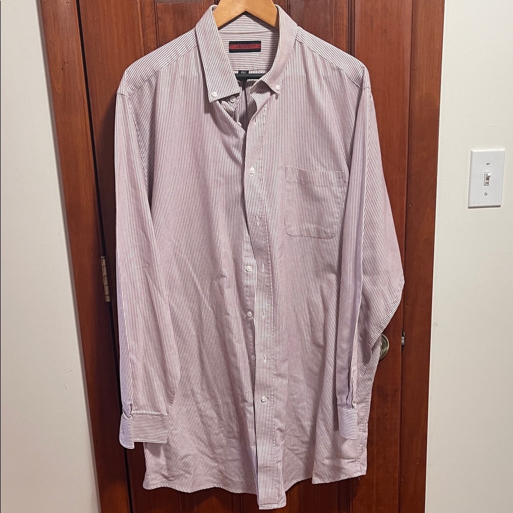 Architect Men's Maroon Striped Casual Shirt